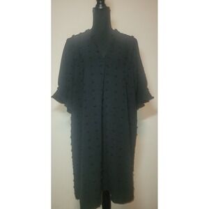 Textured Swiss Dot Black 2XL Shirt Dress/Cover-Up NWT